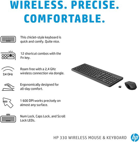 HP 330 - Clavier et souris sans fil - Qwerty - Noir
