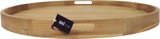Plateau AXI Dewi en teck Ø 80 cm – Plateau rond – Teck – Pour verres et décoration de table – Pour l'intérieur et l'extérieur