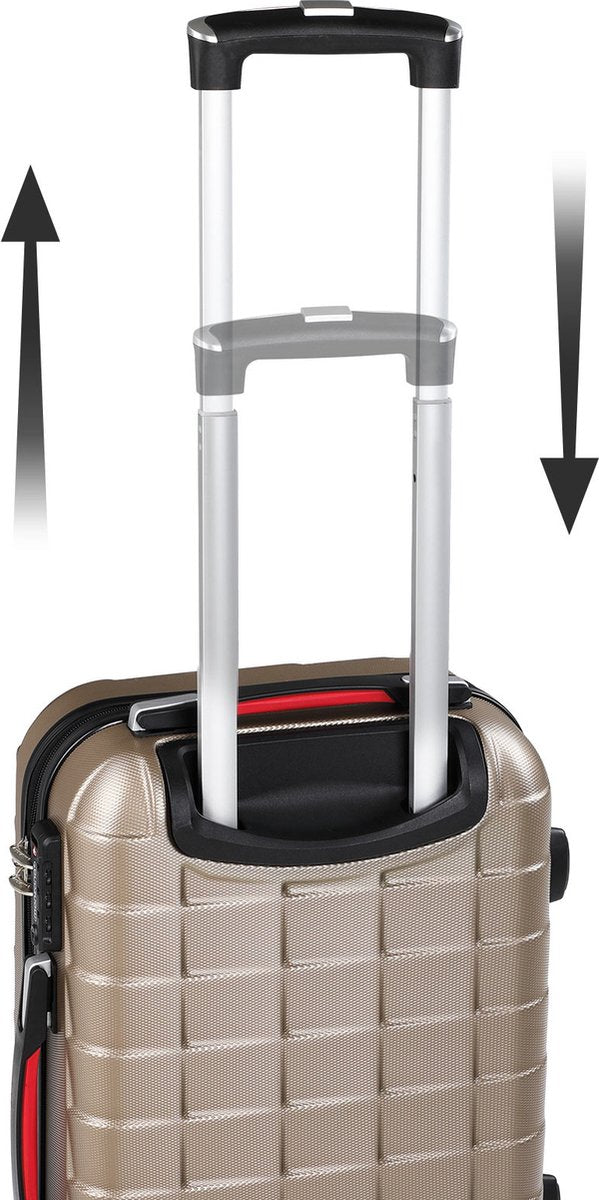 Valise cabine Monzana Exopack 41 litres - 53 x 37 x 21 cm - Coque rigide avec serrure TSA et 4 roulettes doubles pivotantes - Champagne