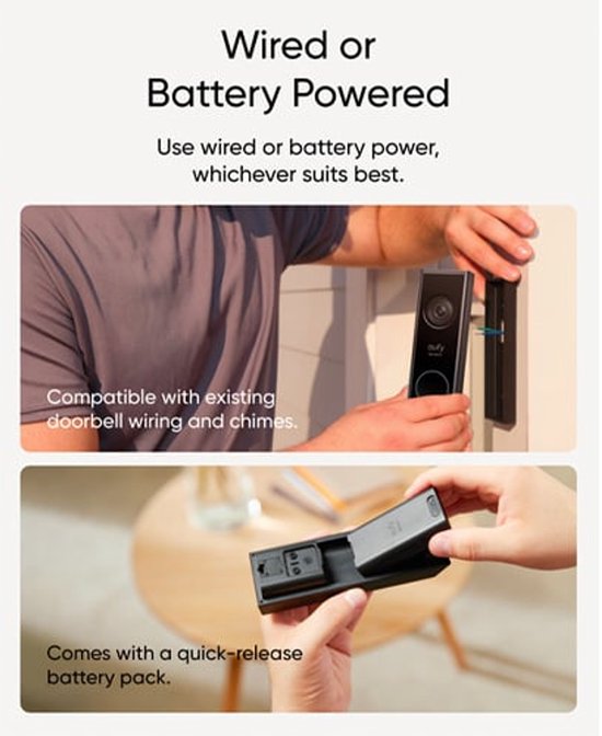 Sonnette vidéo Eufy Security E340 - Sonnette vidéo - Technologie Dual-Cam - Résolution Full HD 2K - Vision nocturne en couleur - Détection de colis par IA - Pas de frais mensuels - Installation sans fil - Compatible avec Alexa et Google Assistant