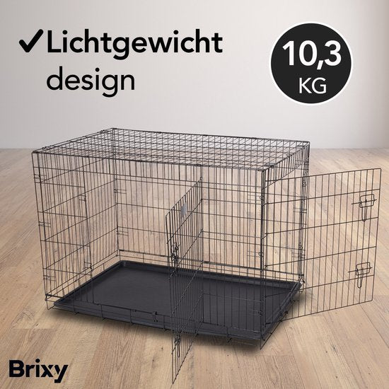 Brixy Dog Bench - Banc pour chiens - Taille L - Pliable - 91 x 58 x 65 CM - 2 Portes - Noir