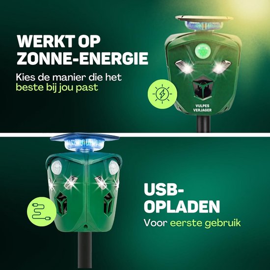 Répulsif Vulpes Goods® - Répulsif à ultrasons pour chats alimenté par énergie solaire - Effraie les chats - Répulsif pour martres - Répulsif pour animaux - Étanche et protection à 360° - Répulsif pour animaux nuisibles - Version PRO
