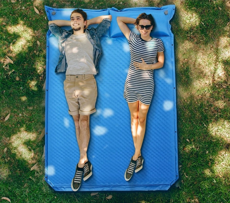 Matelas de camping Coast - autogonflant - 2 personnes - 186 x 130 x 4cm - bleu