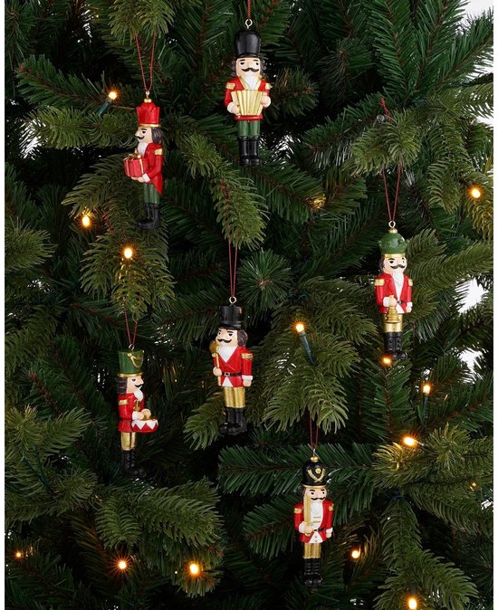 Mica Decorations Décoration de Noël « Casse-noisette » - Lot de 6 - L 4 x l 2 x H 11 cm - Polyester - Rouge