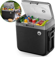 Glacière électrique Toivo - 40 litres - 12 V et 230 volts - Voiture - Réfrigérateur de camping - Refroidissement et chauffage - Frigobox - Noir