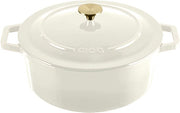 MOA Casserole en fonte - 7,2L - Pour toutes les sources de chaleur y compris l'induction - Avec couvercle - Ø 30cm - Revêtement antiadhésif - Blanc