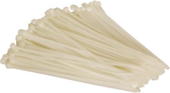 Perel Set de colliers de serrage en nylon 4.6x200mm - Blanc, résistant aux UV, 100 pcs.
