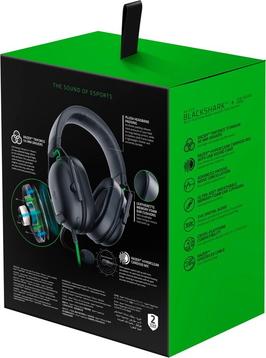Razer Blackshark V2 X - Casque gaming - Son surround 7.1 - Pour PC/PS4/Xbox One/Nintendo Switch - Noir