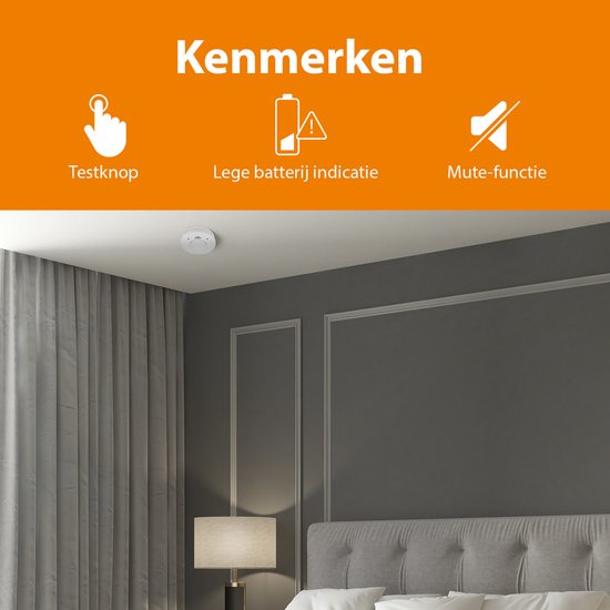 Détecteur de fumée Smartwares RM520 – Détecteur d'incendie – Pile d'une durée de vie de 10 ans – Bouton de test – 85 dB
