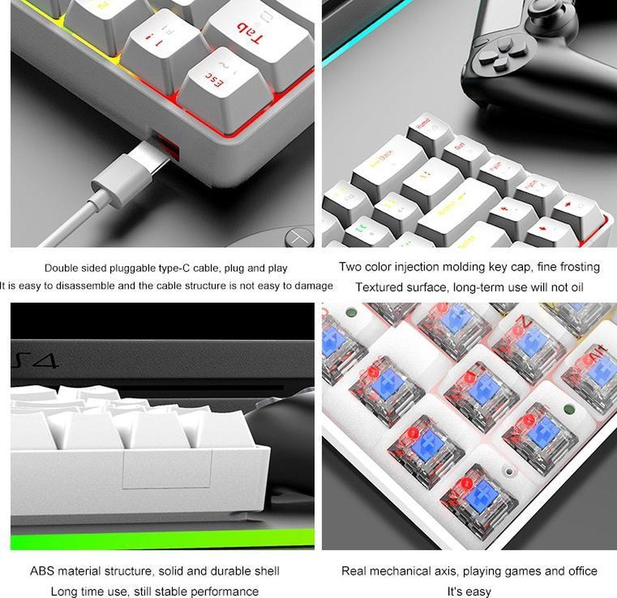 ZIYOU LANG T8 RGB Mechanical 68Keys gaming keyboard - Clavier de jeu Windows/Mac - Interrupteur marron - QWERTY - Clavier mécanique - Noir