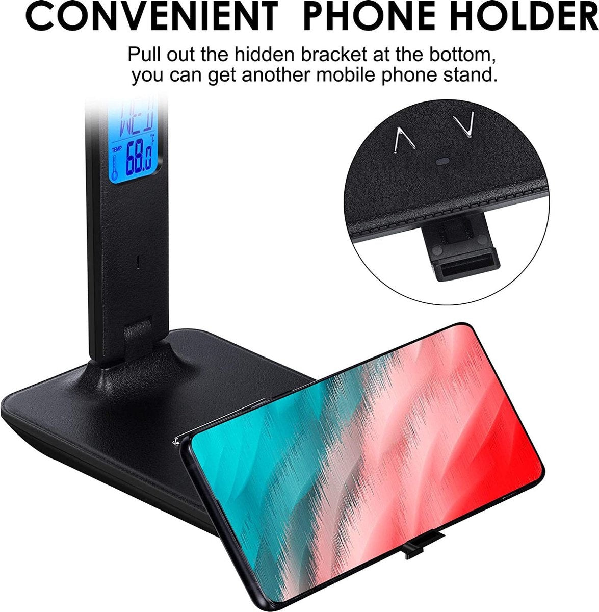 Lampe de bureau LED - avec calendrier - port de charge USB - pliable - noir