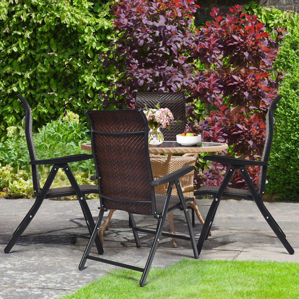 Lot de 2 chaises pliantes Coast Rotan - Dossier réglable - Pliables et faciles à transporter - Marron