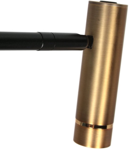 Lampadaire Lumo 4607BR - lampe de lecture moderne noire avec des touches de bronze, orientable et à intensité variable, Mexlite