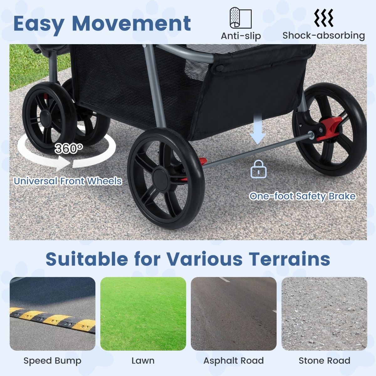 Chariot pliable pour animaux de compagnie Coast - pare-soleil réglable - revêtement lavable - couleur sombre