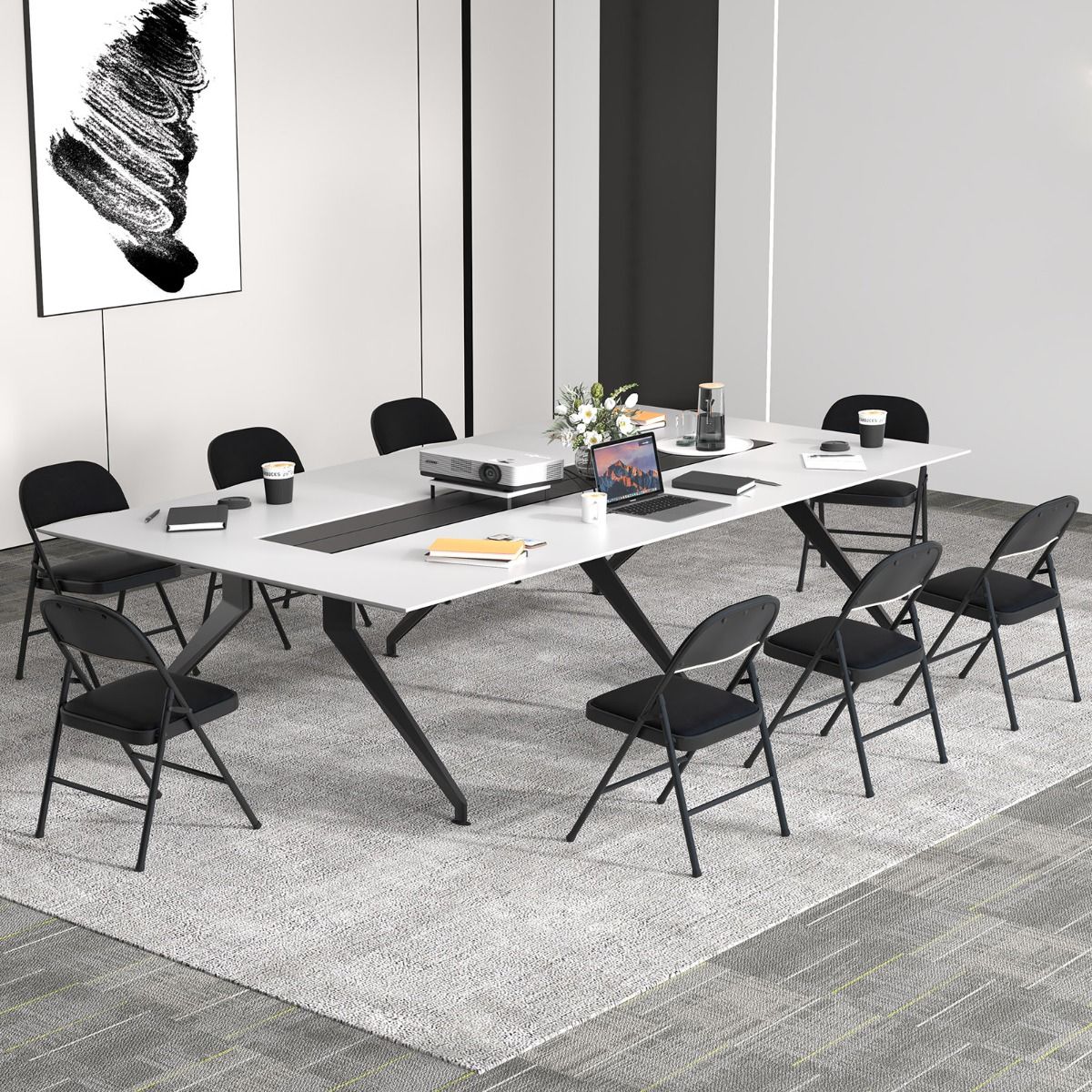 Ensemble de 2 chaises pliantes Coast - structure en métal - revêtement en simili cuir - noir