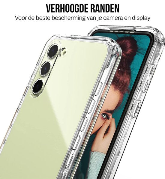 Podec 2-in-1 Case with Screen Protector Suitable for Samsung Galaxy S23 Transparent Phone Case - Anti-Shock Case Cover