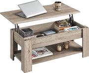 Table basse Yaheetech avec plateau réglable et espace de rangement - Espresso - 98 x 50 x 41,8 cm
