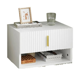 Table de chevet SoBuy FBT176-E-W - Blanche - 40 x 30 x 26 cm - Avec tiroir et étagère ouverte