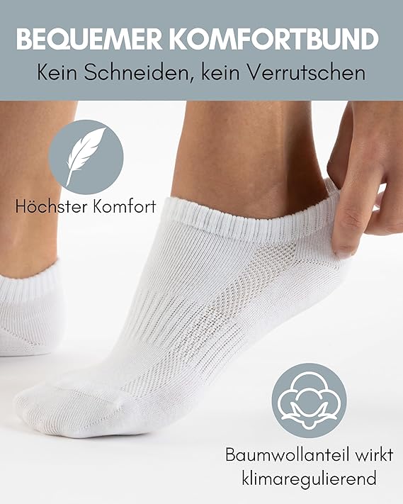 Heroic 10 paires de chaussettes de sport de qualité supérieure pour hommes et femmes - Ensemble de chaussettes courtes en coton peigné - Ceinture confortable sans coutures pincées - Chaussettes de sport unisexes - Taille 43-46