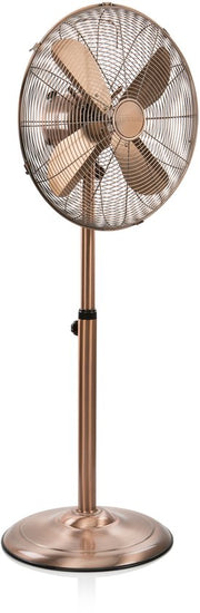 Ventilateur sur pied Tristar Retro 40 cm – 50 W – 3 vitesses – Oscillation à 85° – Réglage en hauteur – Couleur cuivre – VE-5971