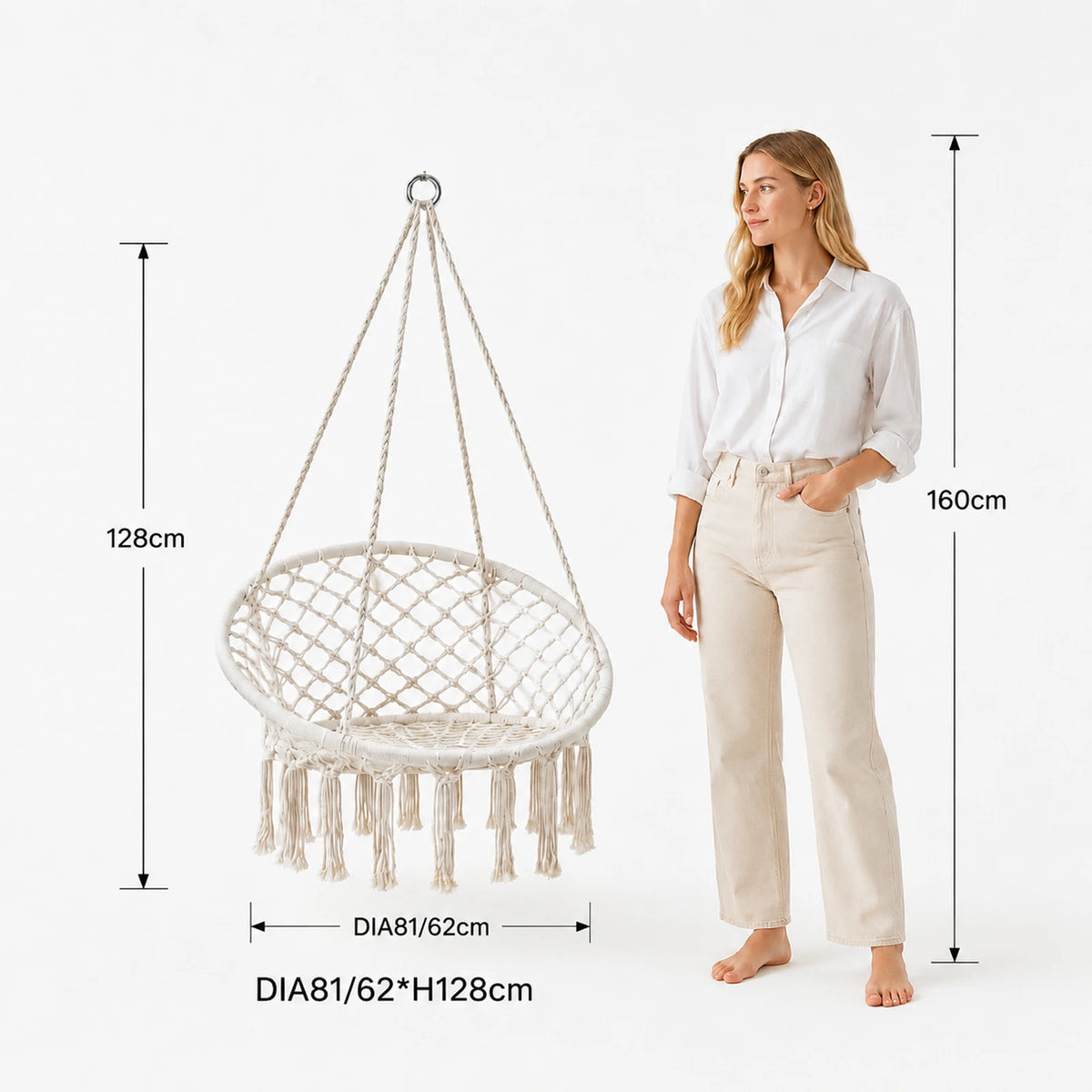 Fauteuil suspendu Terrabeta en polycoton - beige