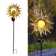 Gadgy Solar Tuinfakkel Zon met grondspies - Tuinsteker Set van 2 st. - Tuinfakkels 103CM Hoog - Tuinverlichting op zonneenergie buiten - Led buitenverlichting met sensor - Brons kleurig Metaal