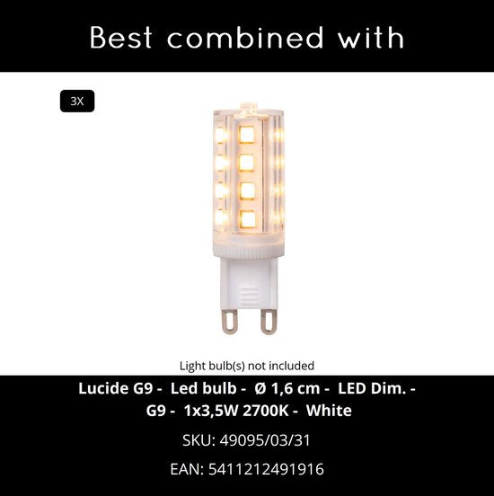 Lucide MIRASOL - Lampe de table - Ø 25 cm - 3xG9 - Blanc