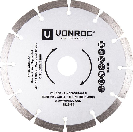 VONROC Lames de scie diamantées - Ø150MM - universel - 2 pièces - pierre et matériaux durs