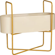Jardinière sur pied Mica Decorations - Shandy - L54 x L23 x H48 cm - Métal - Blanc cassé, Marron clair