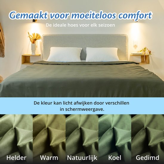 Housse pour la couverture d'aggravation d'Ella 135 x 200 CM - 7 KG & 9 KG - Housse en 100% coton biologique - Vert olive