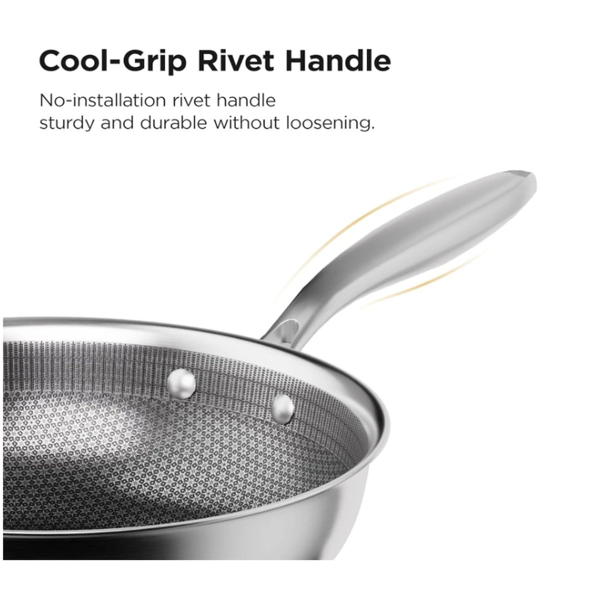 Poêle wok COOKER KING - 26 cm - acier inoxydable à 3 couches - revêtement antiadhésif