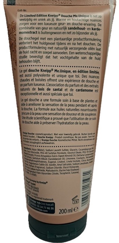 Gel douche Kneipp Me Unique - Bois de santal et cardamome - 6 x 200 ml