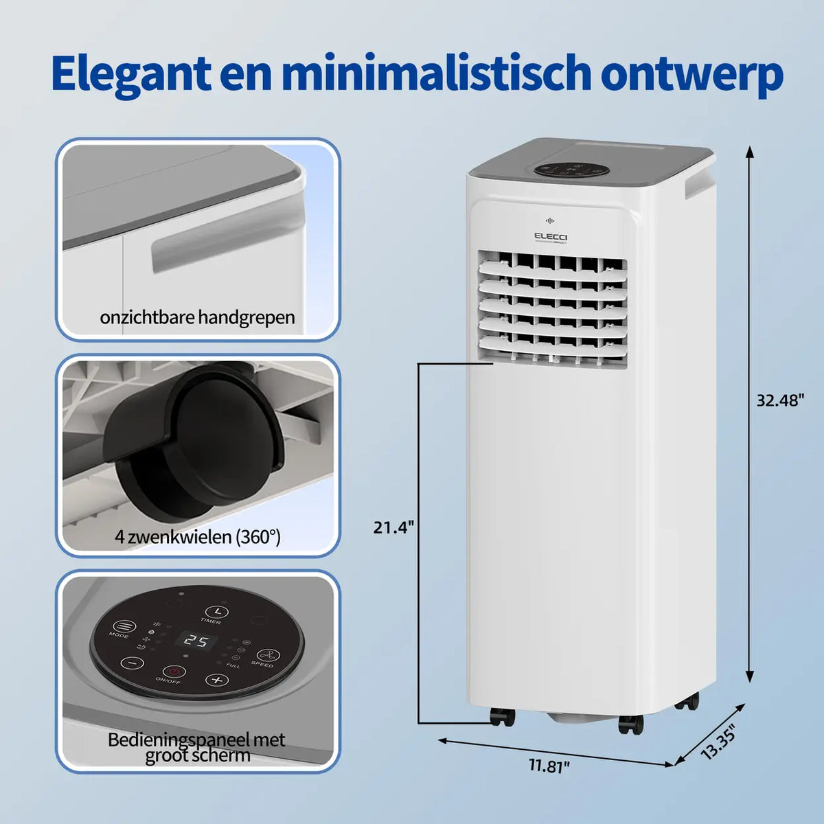 Climatiseur mobile ELECCI 9 000 BTU avec télécommande et minuterie