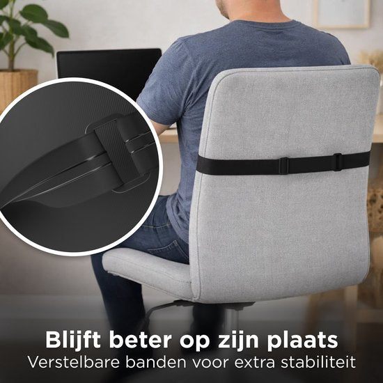 CozySense® Back Support - Coussin dorsal réglable pour le bas du dos - Coussin lombaire pour la voiture, la chaise de bureau, le lit et le canapé - Ergonomique - Avec Coolgel - Fermeté moyenne - Housse lavable