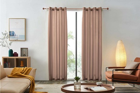 Larson - Rideaux en velours - 1,4 m x 2,5 m - Anneaux - Rose