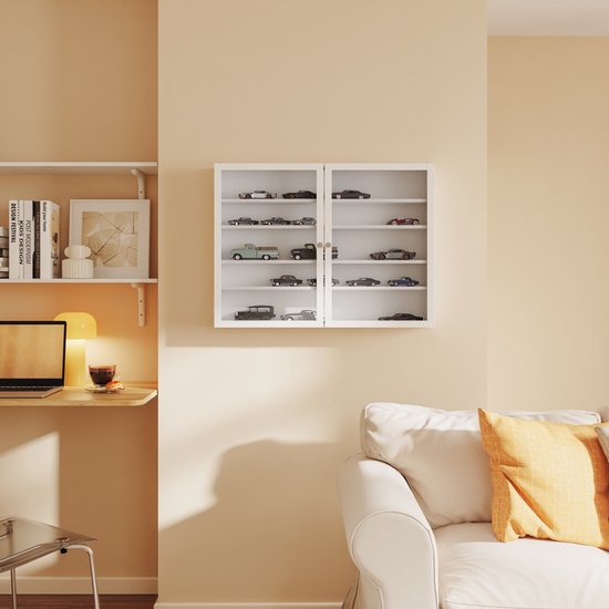 Armoire murale SoBuy avec 2 portes battantes et 4 étagères réglables – Armoire de rangement peu encombrante – Fixation murale – Blanche – FSB113-W