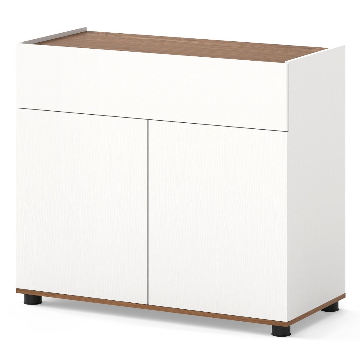 Buffet Coast avec rangements - meuble en bois avec un tiroir et deux portes - noir/blanc - 80 x 35 x 70 cm