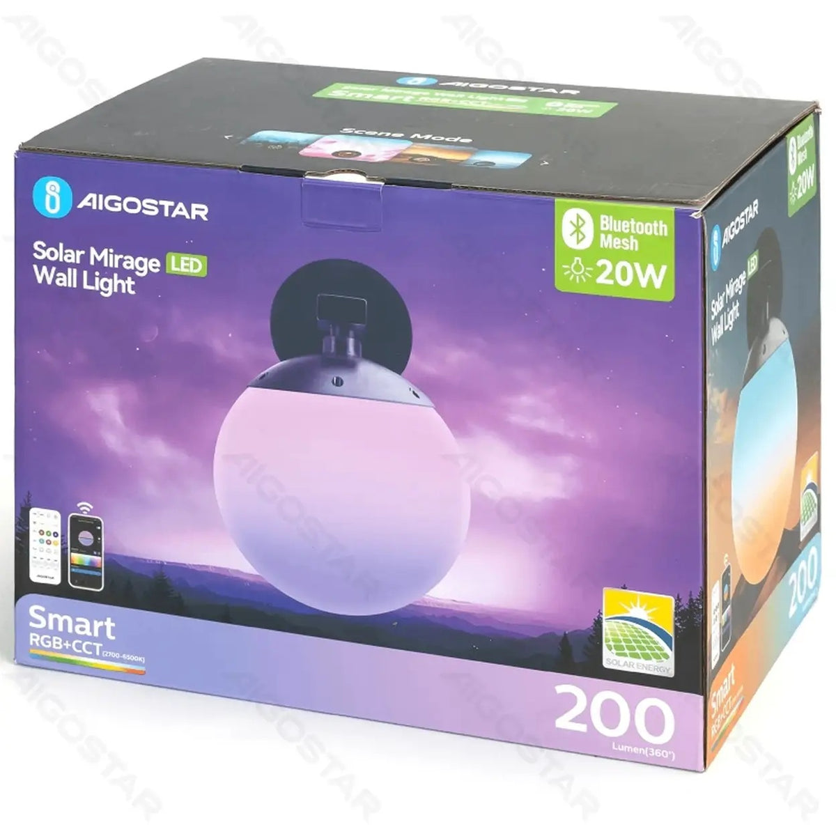 Applique solaire intelligente Aigostar - Bluetooth Mesh - RGBCCT - 20 W