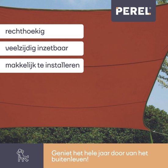 Perel Toile d'ombrage, hydrofuge, 4 x 3 m, 160 g/m², polyester, rectangle, terracotta