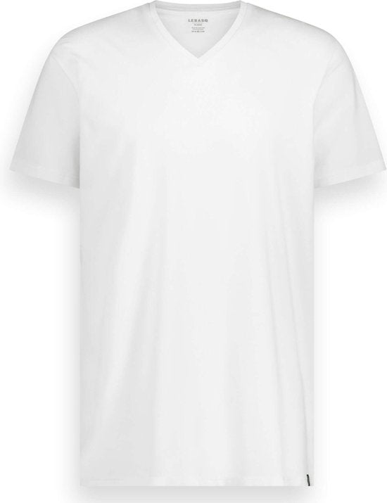 LEBASQ - T-shirt Davis pour homme - Lot de 3 - col en V - extra long - peut servir de sous-vêtement - blanc - XXL - coton