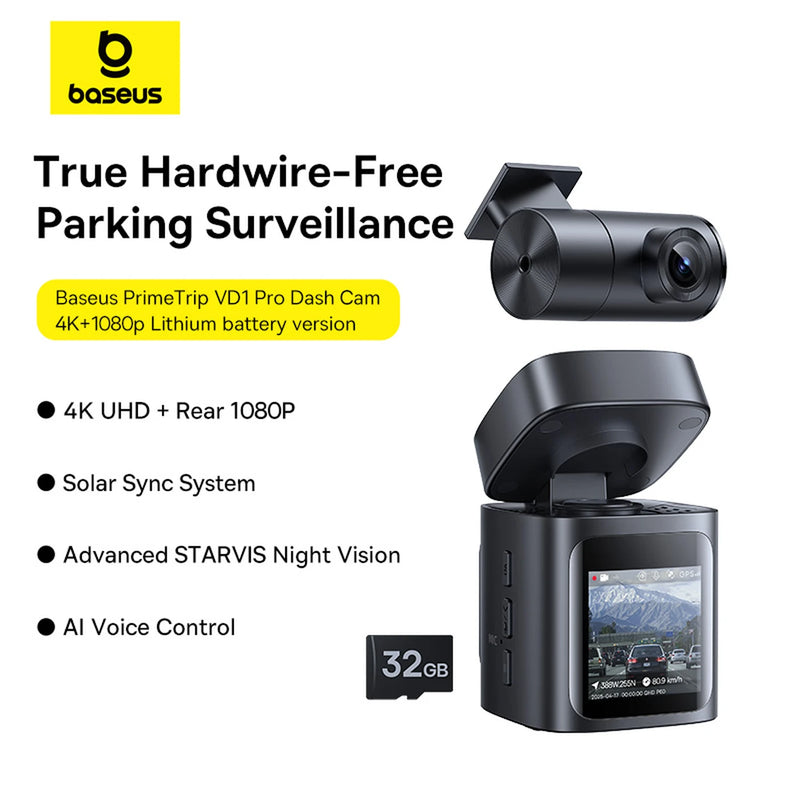 Caméra embarquée Baseus PrimeTrip VD1 Pro – Caméra avant 4K + caméra arrière 1080p – Wi-Fi – Mode stationnement – Cosmic Black