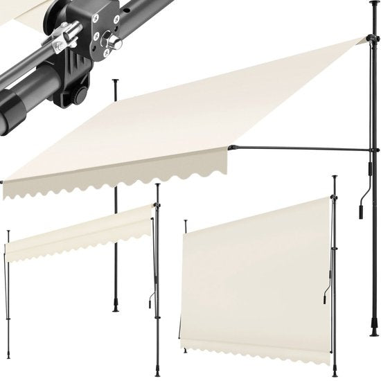 tectake - store à pinces - parasol - store - réglable - store à pinces - parasol balcon - 350 x 180 cm - beige - store - 404966