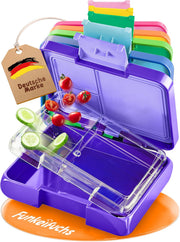 Funkelfuchs® - Lunchbox kids avec compartiments - 500ml, violet - Lunchbox star, small - Boîte à snacks, boîte à snacks, boîte à lunch, boîte à repas, boîte à bento kids - pour l'école, le jardin d'enfants et la crèche