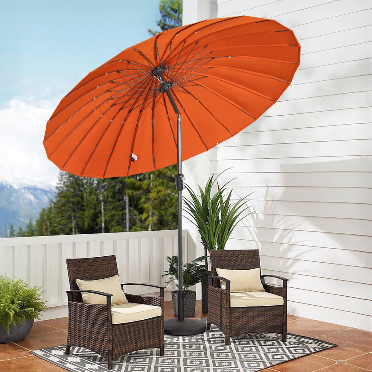 Parasol Angel Living - 250 cm - UV50+ - Inclinable - Avec manivelle et housse de protection - Terracotta