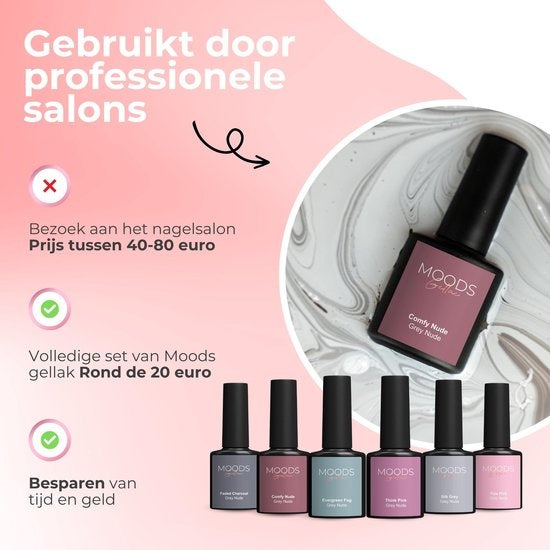 Moods Gellac 6-Piece Set - Vernis à ongles en gel - 8ML - Grey Nude Edition - Gellac - Nails - Gel Polish Starter Pack - Nude Colours