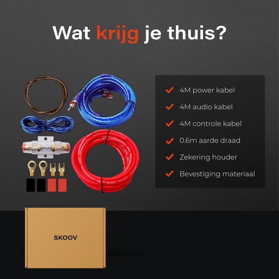 Jeu de câbles pour caisson de basses - Jeu complet de câbles audio - Compatible avec les systèmes audio embarqués - Skoov