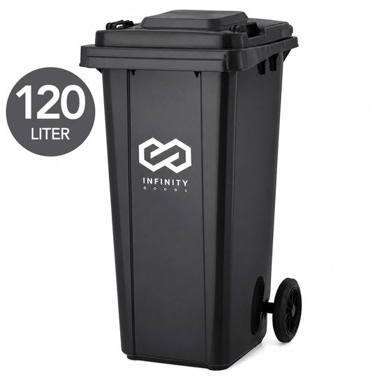 Infinity Goods Kliko 120 L - Conteneur à déchets - Conteneur à roulettes - Mini-conteneur en plastique - Avec roues - Gris