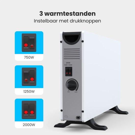 Auronic Convecteur - 2000W - Chauffage électrique - Chambre, Salon ou Maison - Chauffage - Blanc