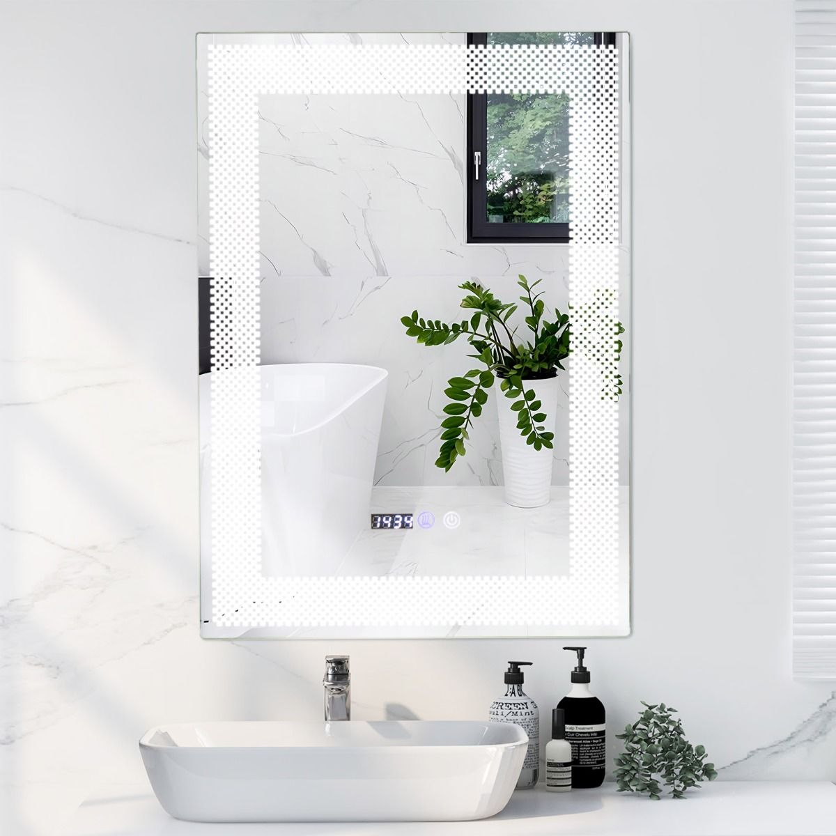 Miroir de salle de bains Coast à LED - fonction anti-buée - mémoire - argent - 70 x 50 cm