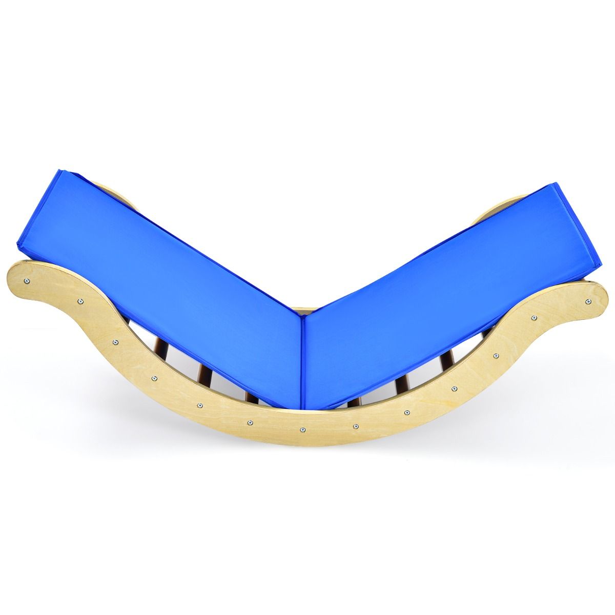 Ensemble d'échelle d'escalade 3-en-1 Coast pour enfants - Arche avec rampe d'escalade et balancelle - naturel + bleu